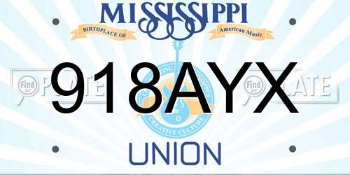 918AYX Mississippi License Plate