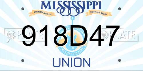 918D47 Mississippi License Plate