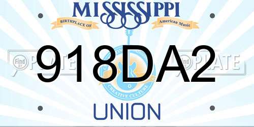 918DA2 Mississippi License Plate