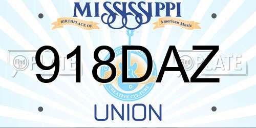918DAZ Mississippi License Plate