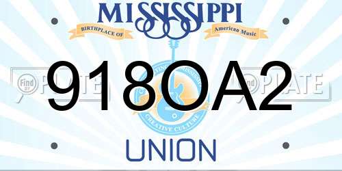 918OA2 Mississippi License Plate