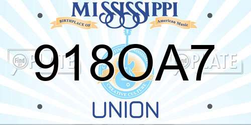 918OA7 Mississippi License Plate
