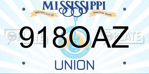 918OAZ Mississippi License Plate