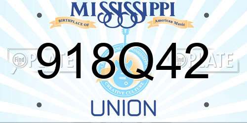 918Q42 Mississippi License Plate