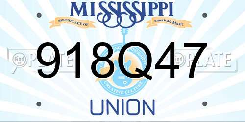 918Q47 Mississippi License Plate