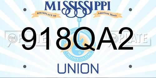 918QA2 Mississippi License Plate