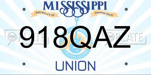 918QAZ Mississippi License Plate