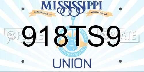 918TS9 Mississippi License Plate
