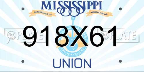 918X61 Mississippi License Plate