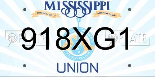 918XG1 Mississippi License Plate