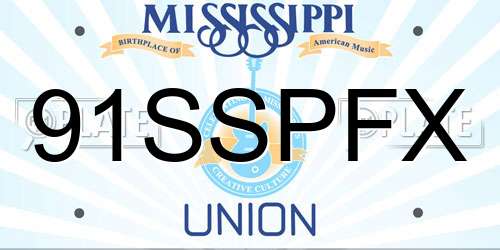91SSPFX Mississippi License Plate