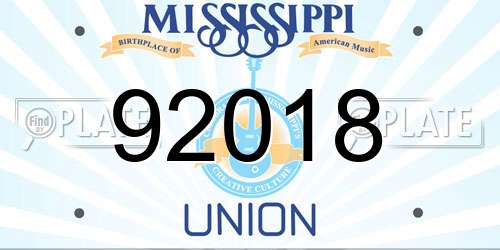 92018 Mississippi License Plate