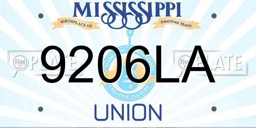 9206LA Mississippi License Plate