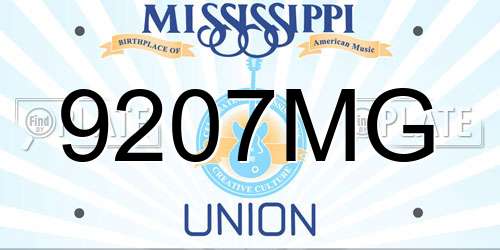9207MG Mississippi License Plate