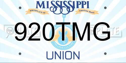 920TMG Mississippi License Plate