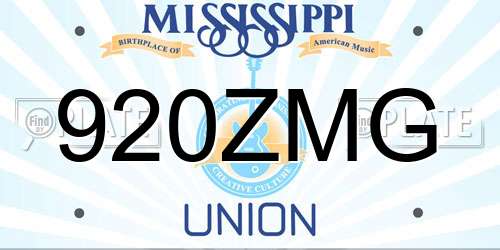 920ZMG Mississippi License Plate