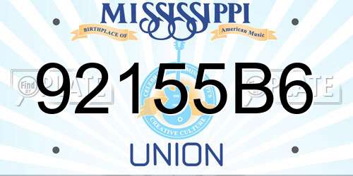 92155B6 Mississippi License Plate