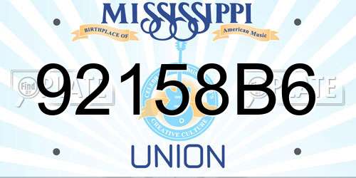 92158B6 Mississippi License Plate