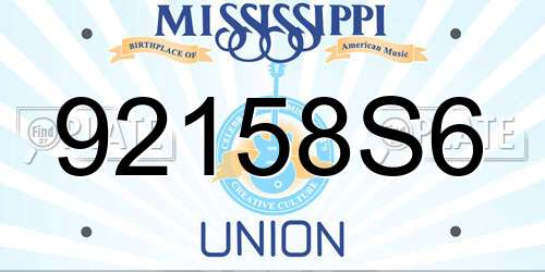 92158S6 Mississippi License Plate