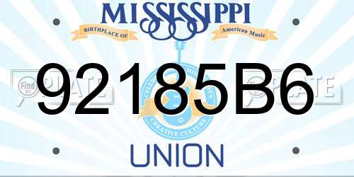 92185B6 Mississippi License Plate