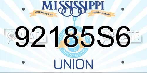 92185S6 Mississippi License Plate