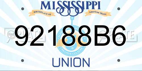 92188B6 Mississippi License Plate