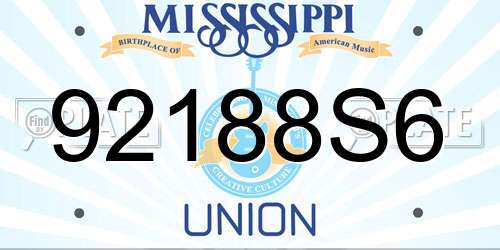 92188S6 Mississippi License Plate