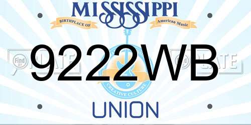 9222WB Mississippi License Plate