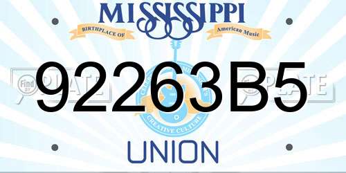 92263B5 Mississippi License Plate