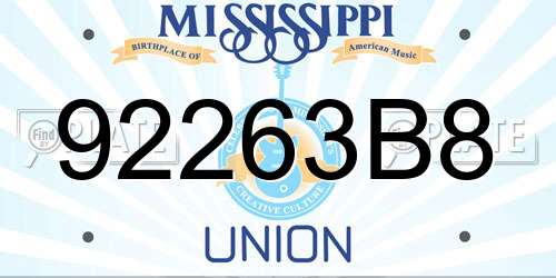 92263B8 Mississippi License Plate