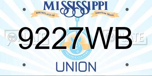 9227WB Mississippi License Plate