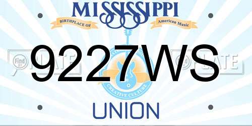 9227WS Mississippi License Plate