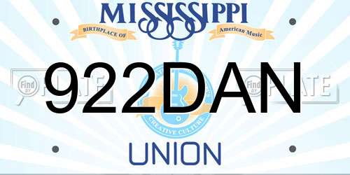 922DAN Mississippi License Plate