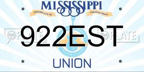 922EST Mississippi License Plate