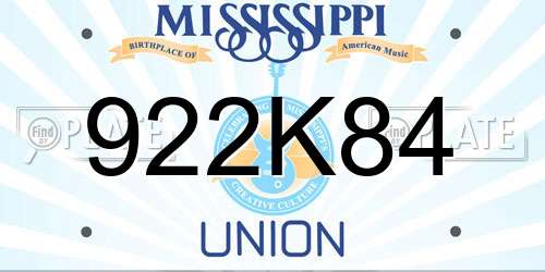 922K84 Mississippi License Plate