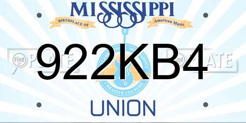 922KB4 Mississippi License Plate