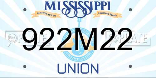 922M22 Mississippi License Plate