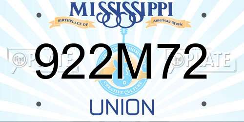 922M72 Mississippi License Plate