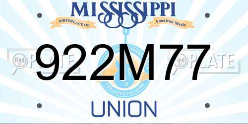 922M77 Mississippi License Plate