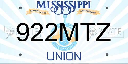 922MTZ Mississippi License Plate