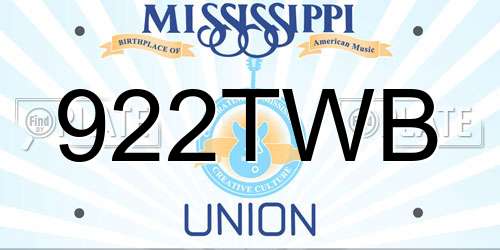 922TWB Mississippi License Plate