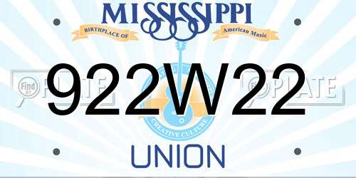 922W22 Mississippi License Plate