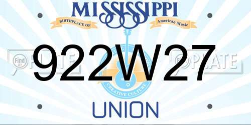 922W27 Mississippi License Plate
