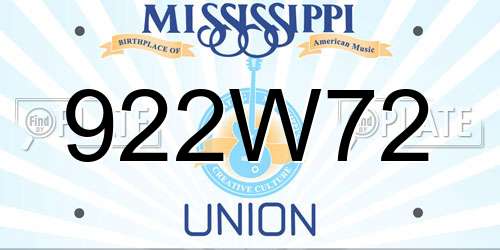 922W72 Mississippi License Plate