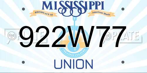 922W77 Mississippi License Plate