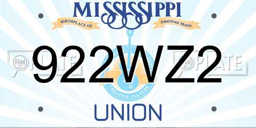 922WZ2 Mississippi License Plate