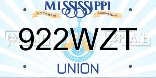 922WZT Mississippi License Plate