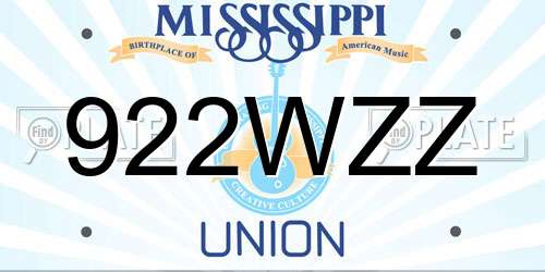 922WZZ Mississippi License Plate