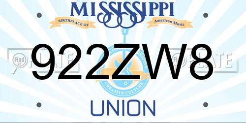 922ZW8 Mississippi License Plate