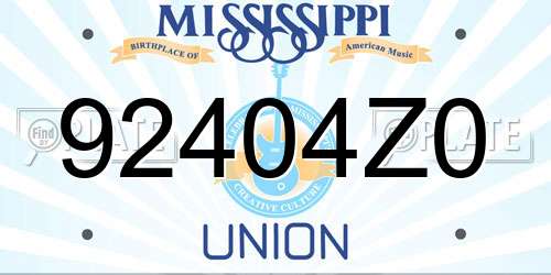 92404Z0 Mississippi License Plate